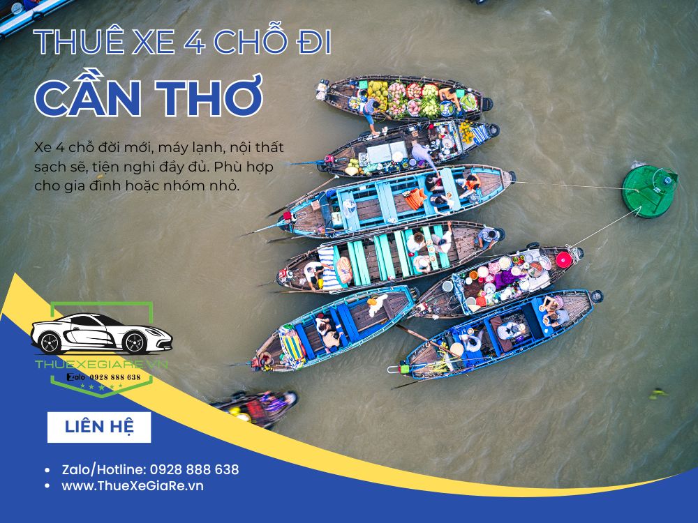 Cho thuê xe 4 chỗ đi Cần Thơ đời mới, nội thất sạch sẽ, tài xế chuyên nghiệp, phục vụ du lịch và công tác miền Tây